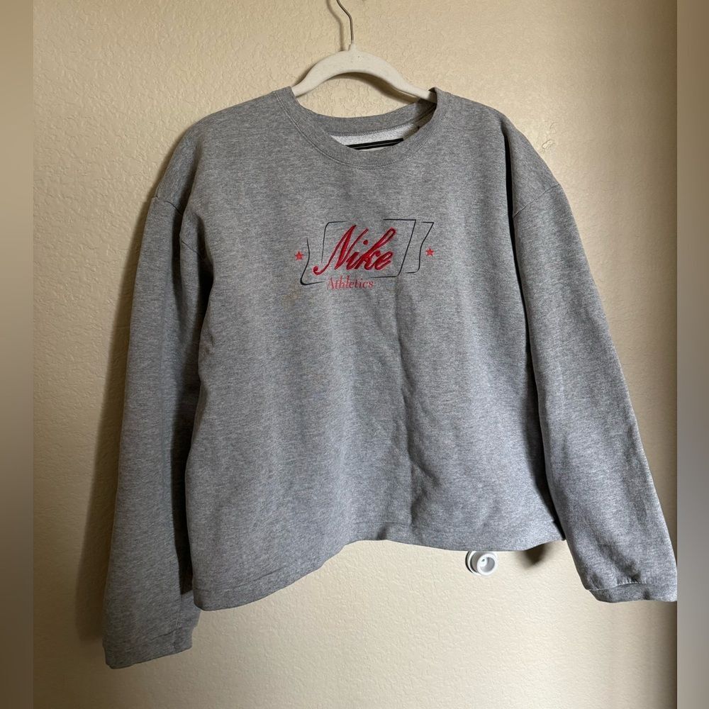 Nike Crewneck Sweatshirt Spell Out Letter Size XL Boxy Fit Red Grey Y2K
